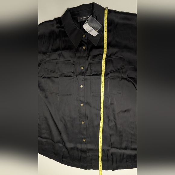 NWT Lane Bryant Size 20 Black Classic Short Sleeve Collared Safar Blouse - Picture 10 of 10